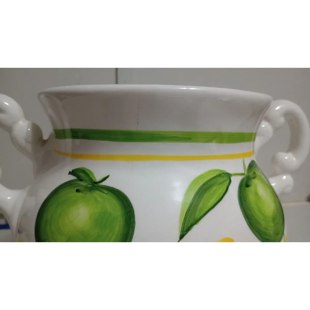 Vtg 1998 Cracker Barrel Cookie Jar (No Lid) Lemons Apple Kitchen Decor Cottage